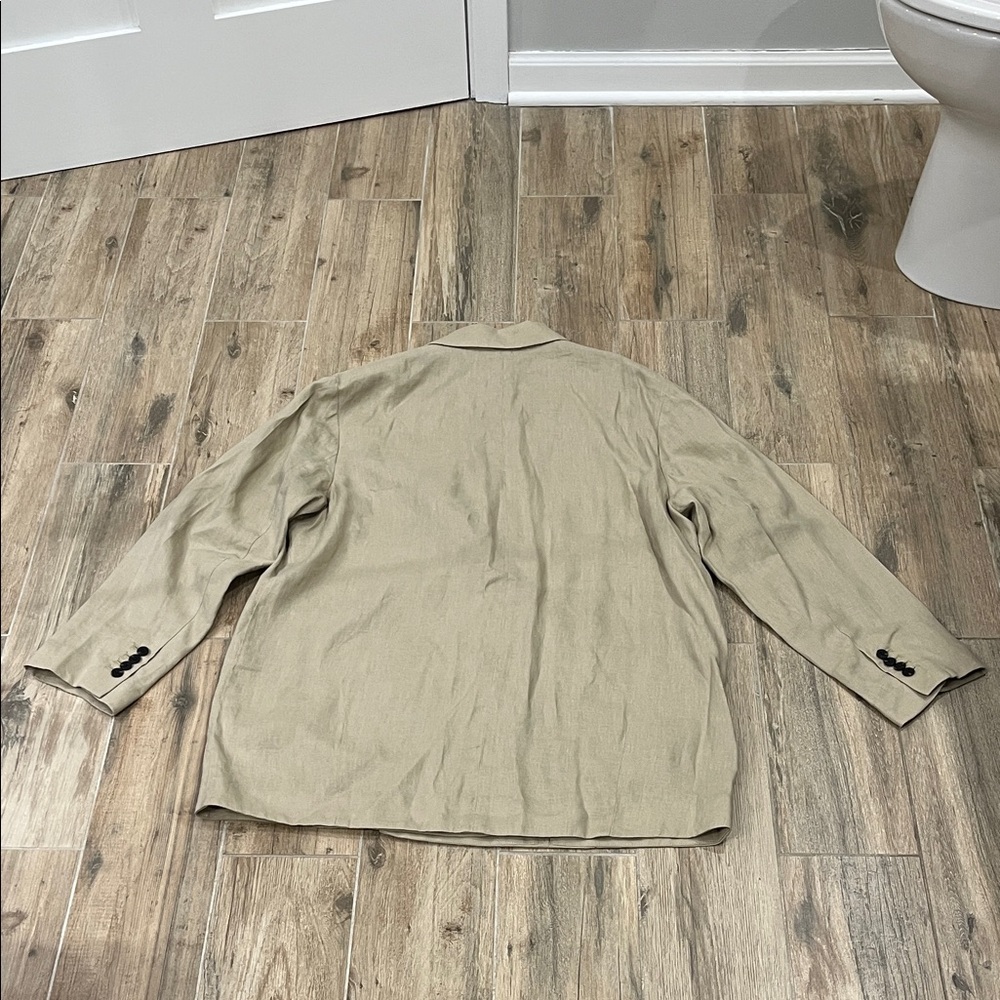 Everlane Beige Linen Double Breasted Blazer Size 14 - Picture 5 of 6